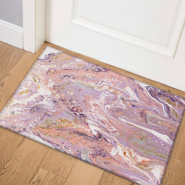East Urban Home Abstract Machine Woven Pink/Purple Area Rug & Reviews